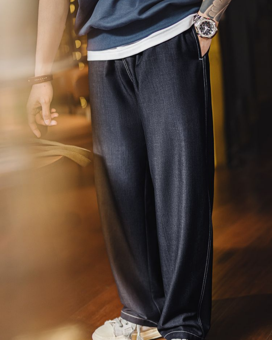 フーマ ホワイトステッチドロストデニムイージーパンツ 2279