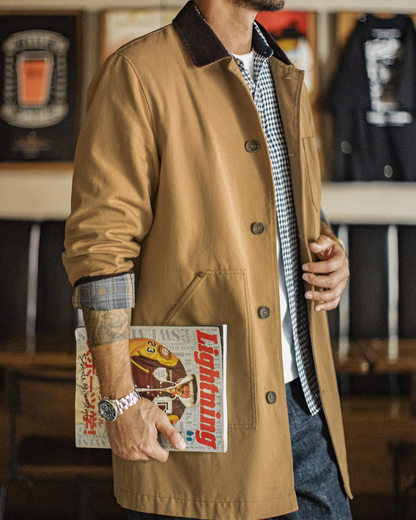 カイルア コーデュロイ襟キャンバスロングコート 2241