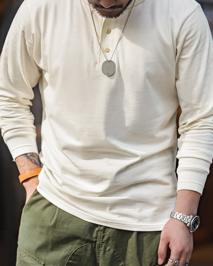 シラキュース ボタンダウンヘンリーネックロングカットソー 2226