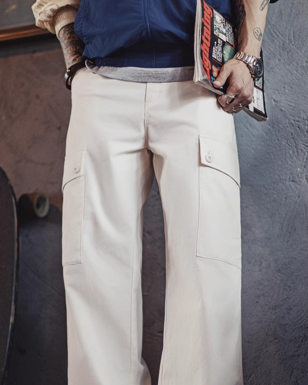 コディ オフホワイトフラップポケットカーゴパンツ 2272