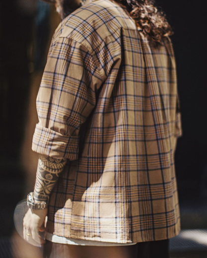 シルバーシティ ヴィンテージブラウンチェックワークシャツ 2265