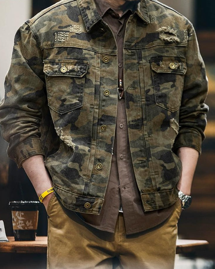 セントジョセフ カモ柄ダメージデニムジャケット 2340