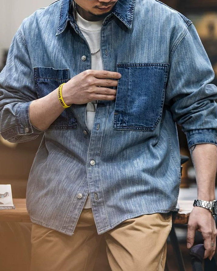 エンタープライズ ダブルポケットコントラストパネルシャツ 2421