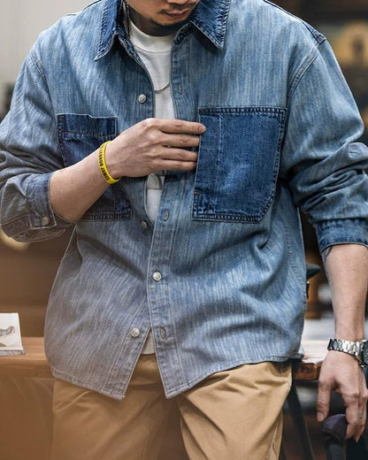 エンタープライズ ダブルポケットコントラストパネルシャツ 2421