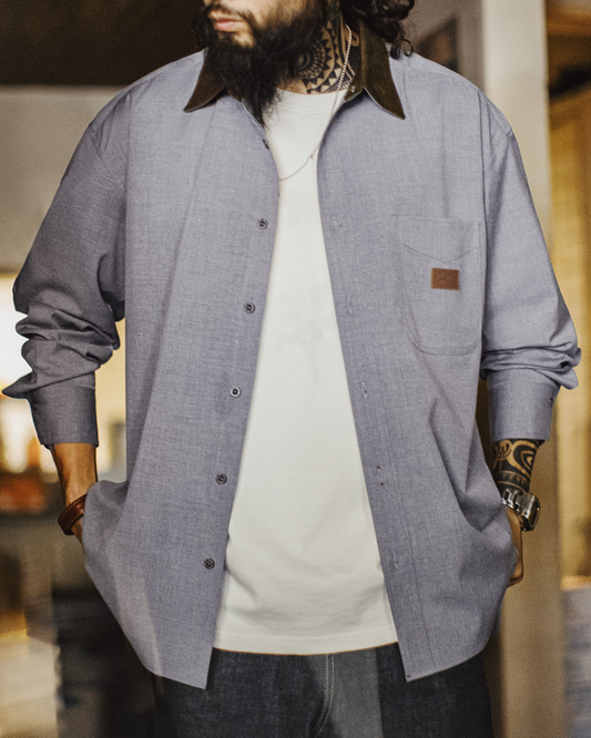 タオス ヴィンテージライク襟切替オーバーサイズシャツ 2263