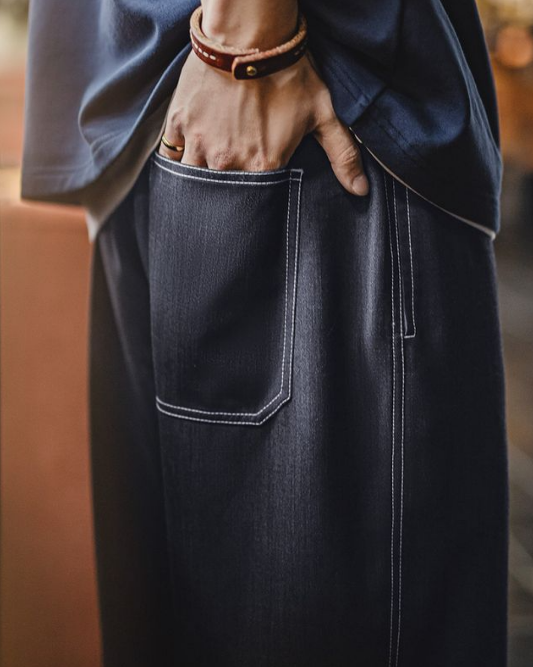 フーマ ホワイトステッチドロストデニムイージーパンツ 2279