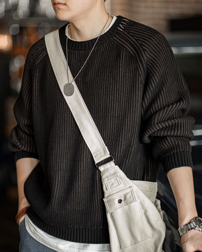 オーレリア ステッチツートンカラーリブニットプルオーバー 2192