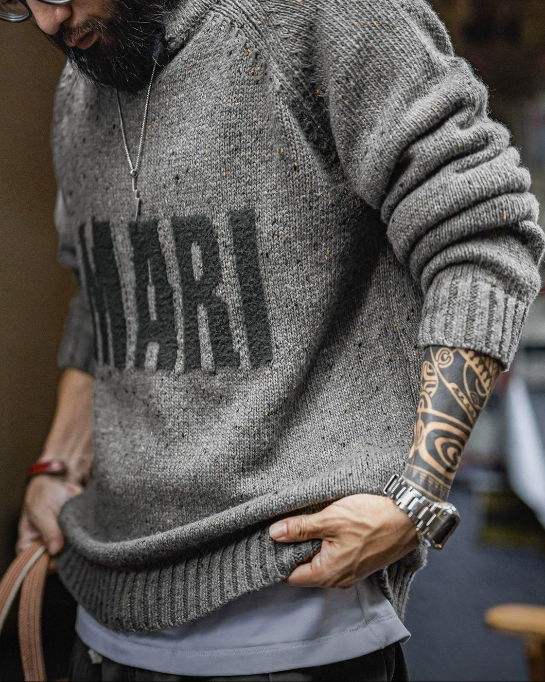 クリアウォーター ネップヤーンロゴセーター 2285