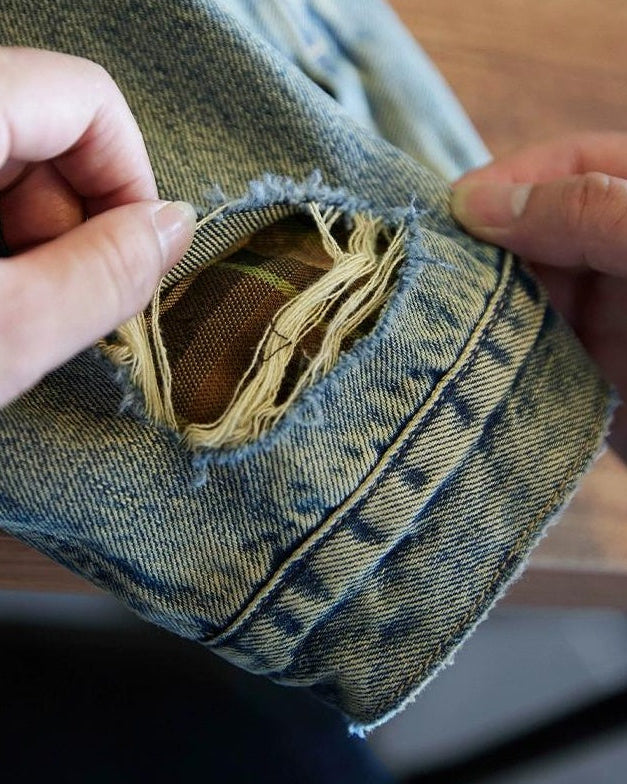 オデッサ ヴィンテージウォッシュ裏チェックデニムジャケット 2327