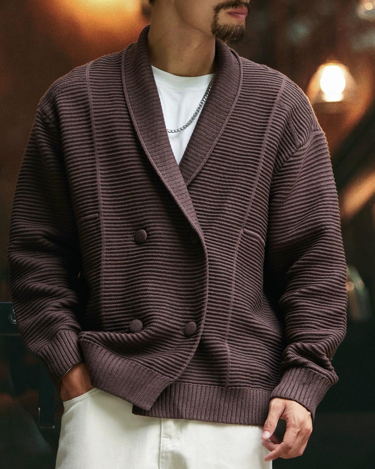 ギャラップ ショールカラーヘビーリブカーディガン 2324