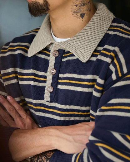 モントピリア ポロカラーレトロボーダーニット 2293