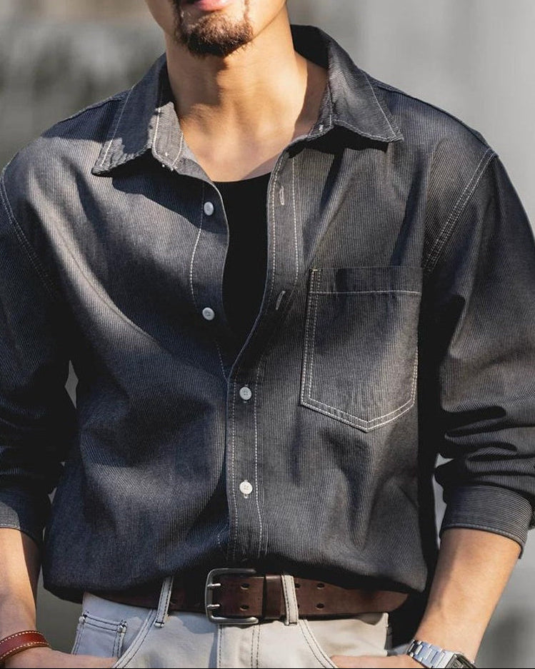 マクミンビル ストライプジャカードデニムシャツ 2520