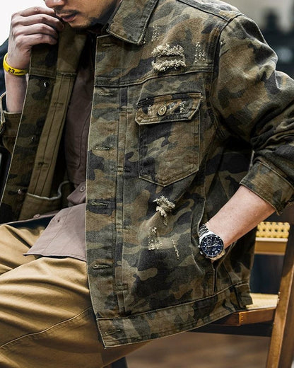 セントジョセフ カモ柄ダメージデニムジャケット 2340