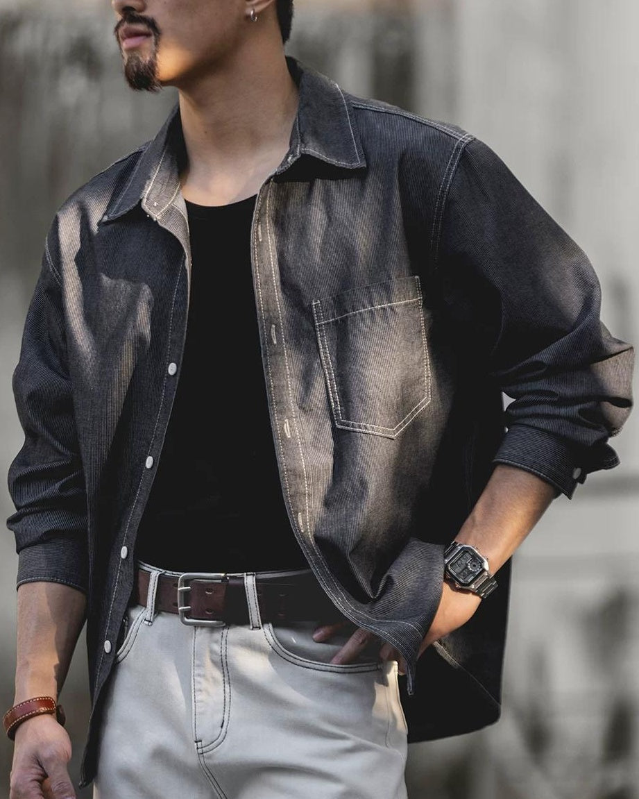 マクミンビル ストライプジャカードデニムシャツ 2520