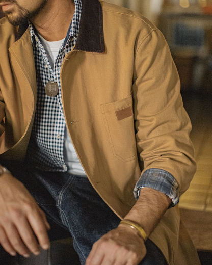 カイルア コーデュロイ襟キャンバスロングコート 2241