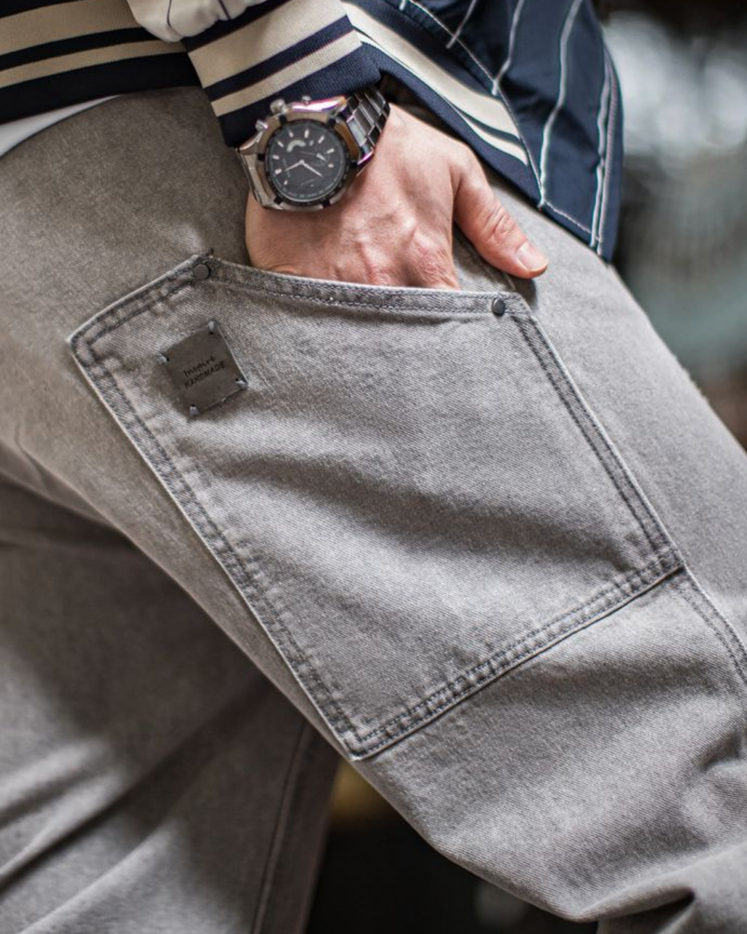 ナチトーシュ イージーウエストウォッシュドグレイバギージーンズ 2278