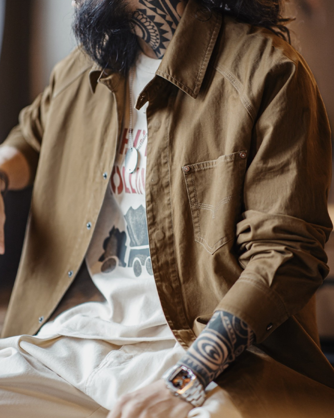 カークランド バックプリントラグランウェスタンシャツ 2255