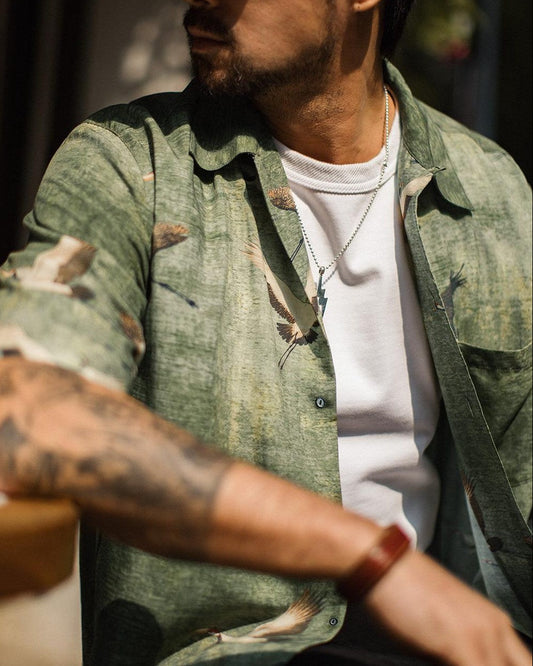 マトゥーン  オリエンタルバードプリントシャツ 2633