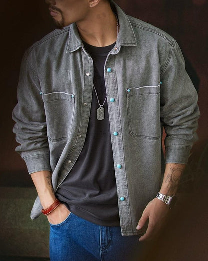 ロートン コンチョボタンデニムシャツジャケット 2333