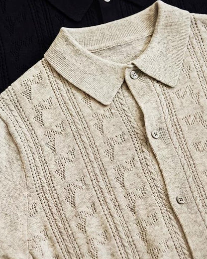 シーベック バーティカルパターンフルボタンポロシャツ 2788