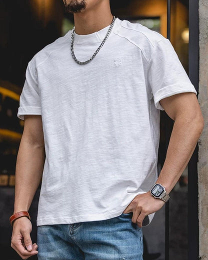 ホワイトフィッシュ ロールアップスリーブクルーネックトップス 2597