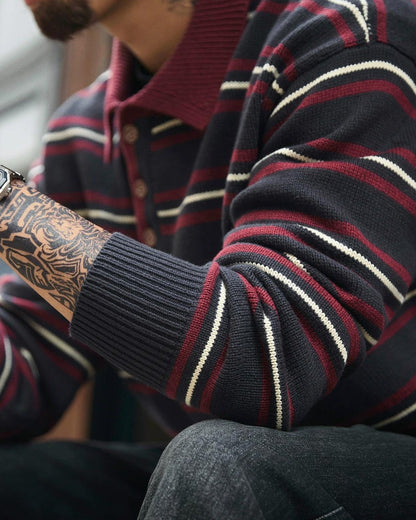 モントピリア ポロカラーレトロボーダーニット 2293