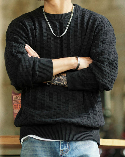 ルイドソ チェック柄ラウンドネックニットセーター 2391