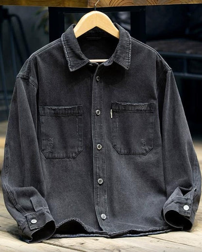 ブラックスバーグ ウォッシュドブラックダメージデニムシャツ 2360