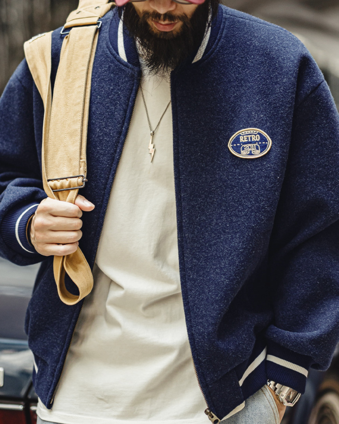 ウースター ラインリブバック刺繡ジップアップブルゾン 2236