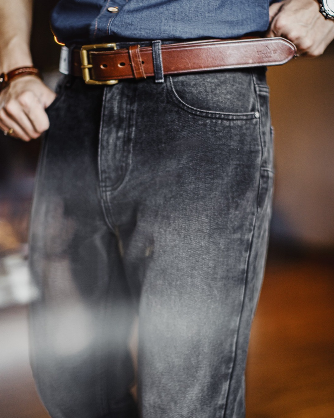 ブライス ウォッシュドブラックルーズテーパードデニムパンツ 2266