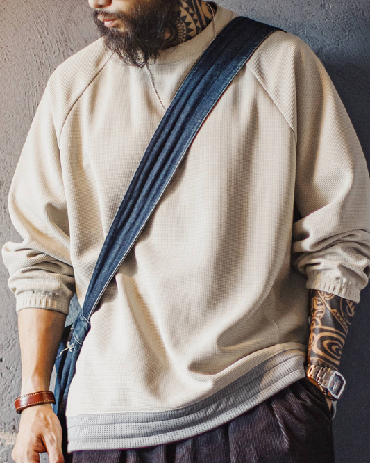 メドフォード 裾ドロストワッフル編みラグランスウェット 2249