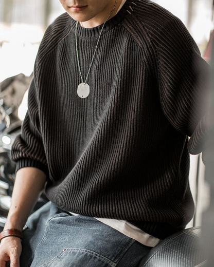 オーレリア ステッチツートンカラーリブニットプルオーバー 2192