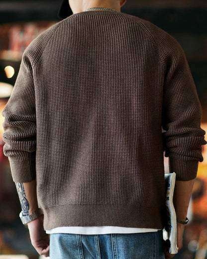 エディンバーグ  ヘンリーネックワッフルニットプルオーバー 2392