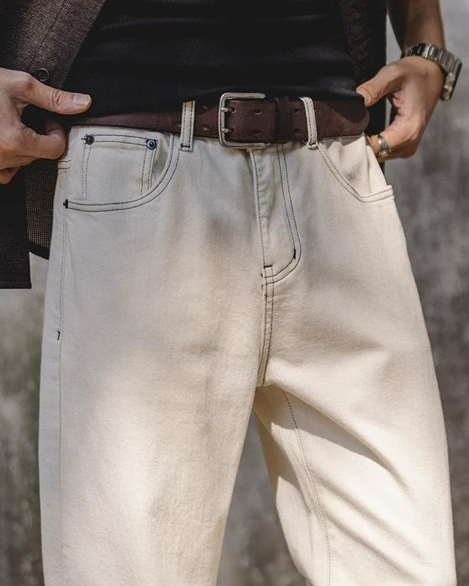 フォーチュナ ルーズストレートホワイトデニムパンツ 2500