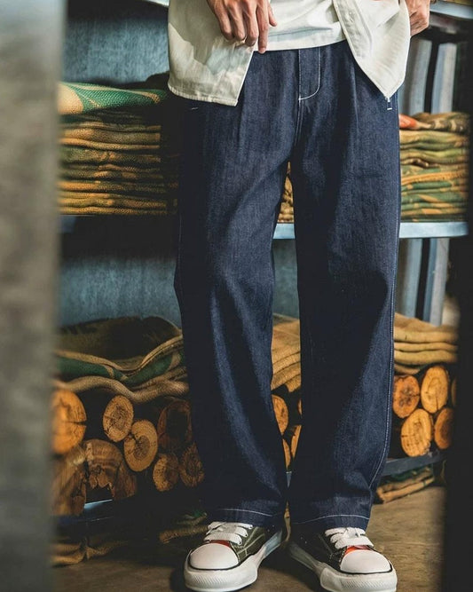 ヘレナ デニムライクコントラストステッチワイドパンツ 2596