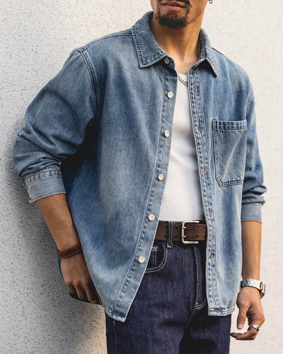 アナコンダ ボックスシルエットシングルポケットデニムシャツ 2476