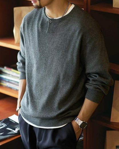 メスキート ワンボタンUネックニットセーター 2323