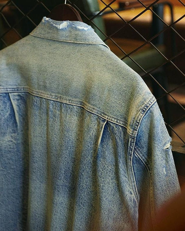 オデッサ ヴィンテージウォッシュ裏チェックデニムジャケット 2327