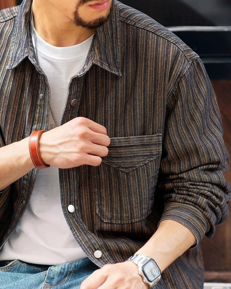 ブライアン ヘリンボーンストライプデニムシャツ 2330