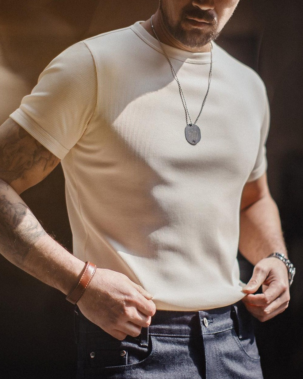 カスター リブテクスチャークルーネックトップス 2599