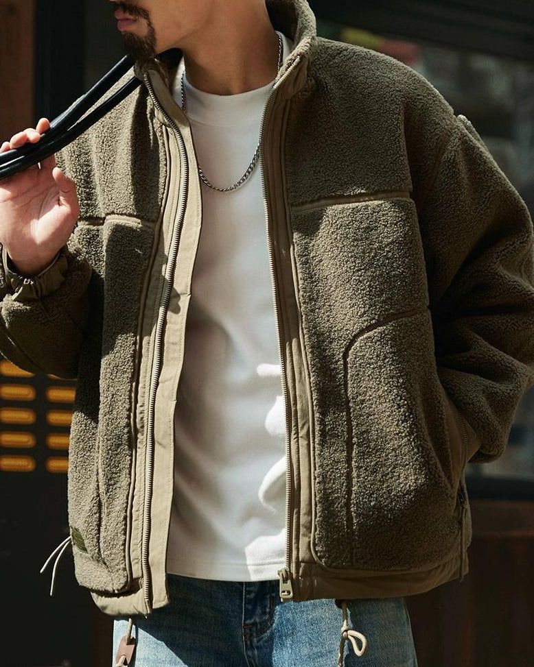 イサカ  スタンドカラーボリュームフリースジャケット 2299