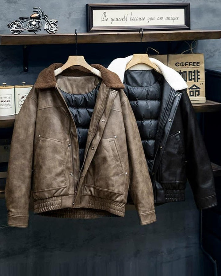 アルトゥーナ ボア襟PUレザージャケット 2366