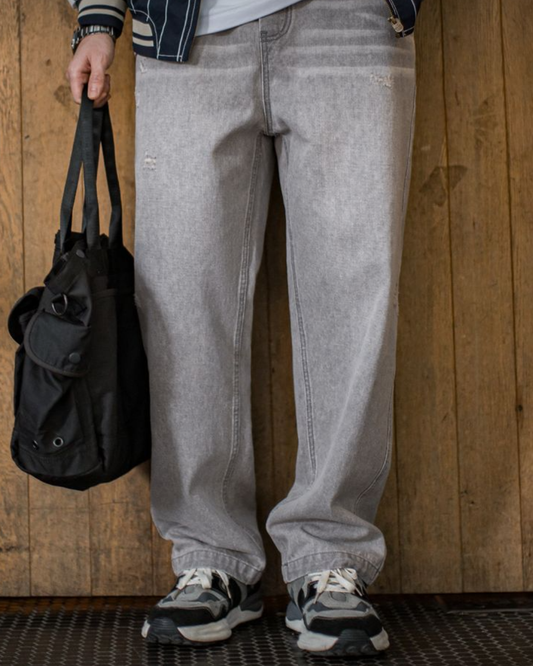 ナチトーシュ イージーウエストウォッシュドグレイバギージーンズ 2278