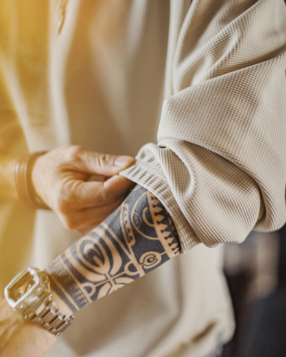 メドフォード 裾ドロストワッフル編みラグランスウェット 2249