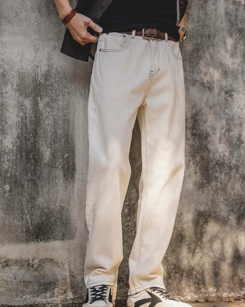 フォーチュナ ルーズストレートホワイトデニムパンツ 2500