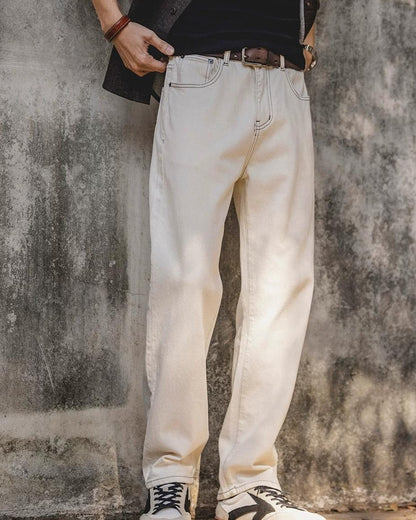 フォーチュナ ルーズストレートホワイトデニムパンツ 2500