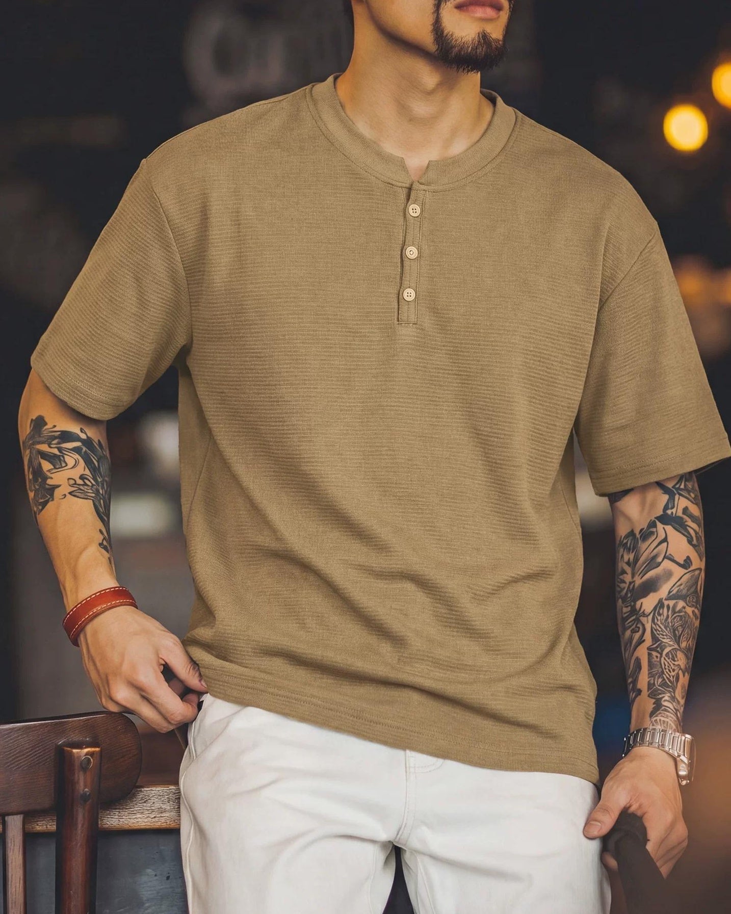 ユッカバレー テクスチャーヘンリーネックTシャツ 2691
