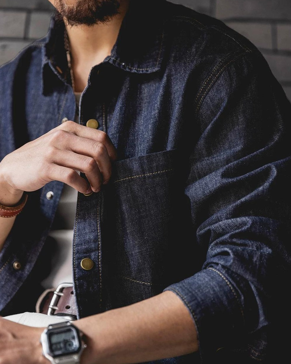 シェリダン コントラストステッチスナップワークシャツ 2478