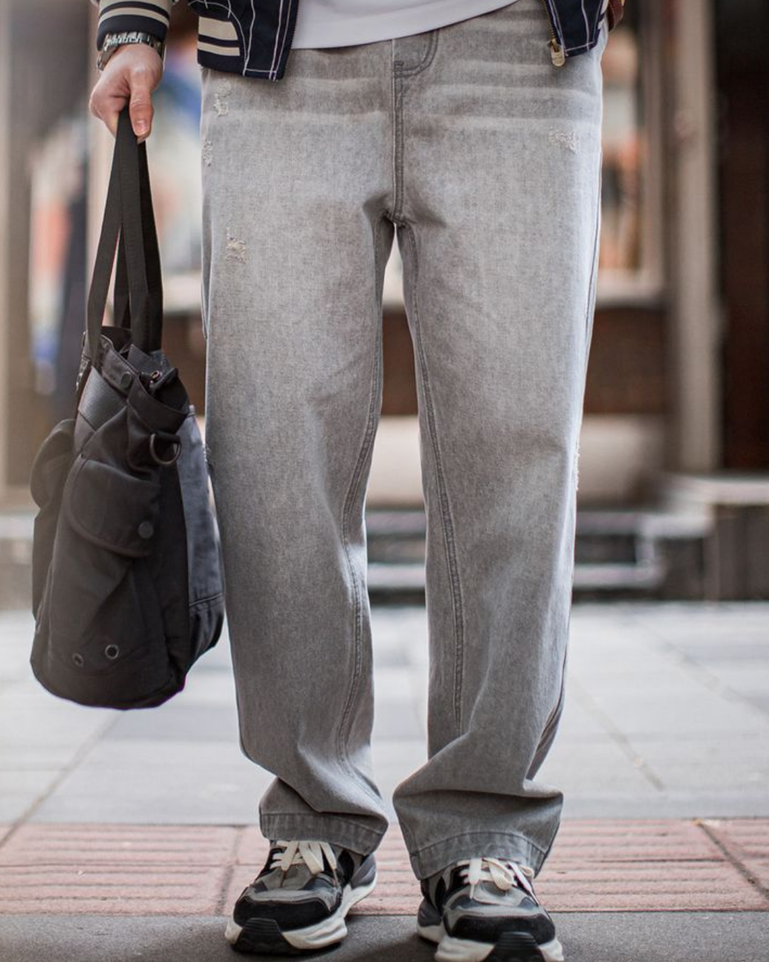 ナチトーシュ イージーウエストウォッシュドグレイバギージーンズ 2278