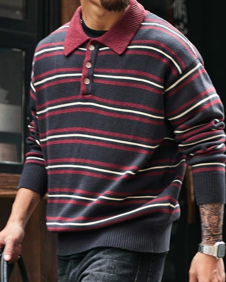 モントピリア ポロカラーレトロボーダーニット 2293